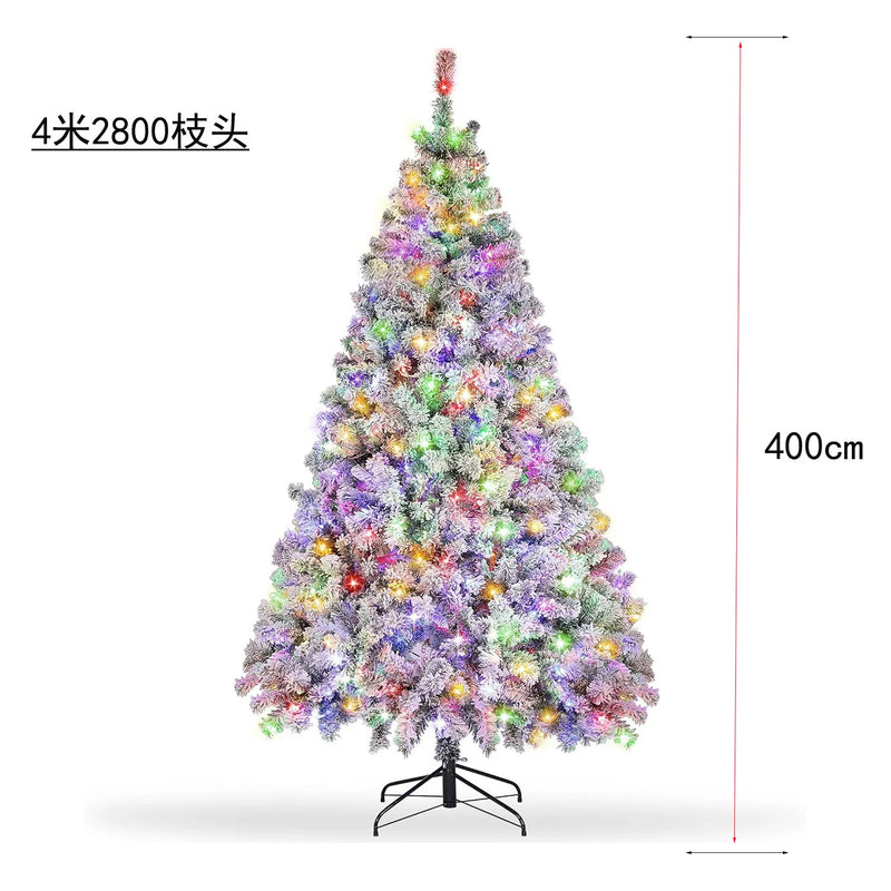 Árvore de Natal enorme artificial de 13 pés, árvore de Natal pré-iluminada flocada com neve com 2800 pontas de galhos, 900 luzes incandescentes